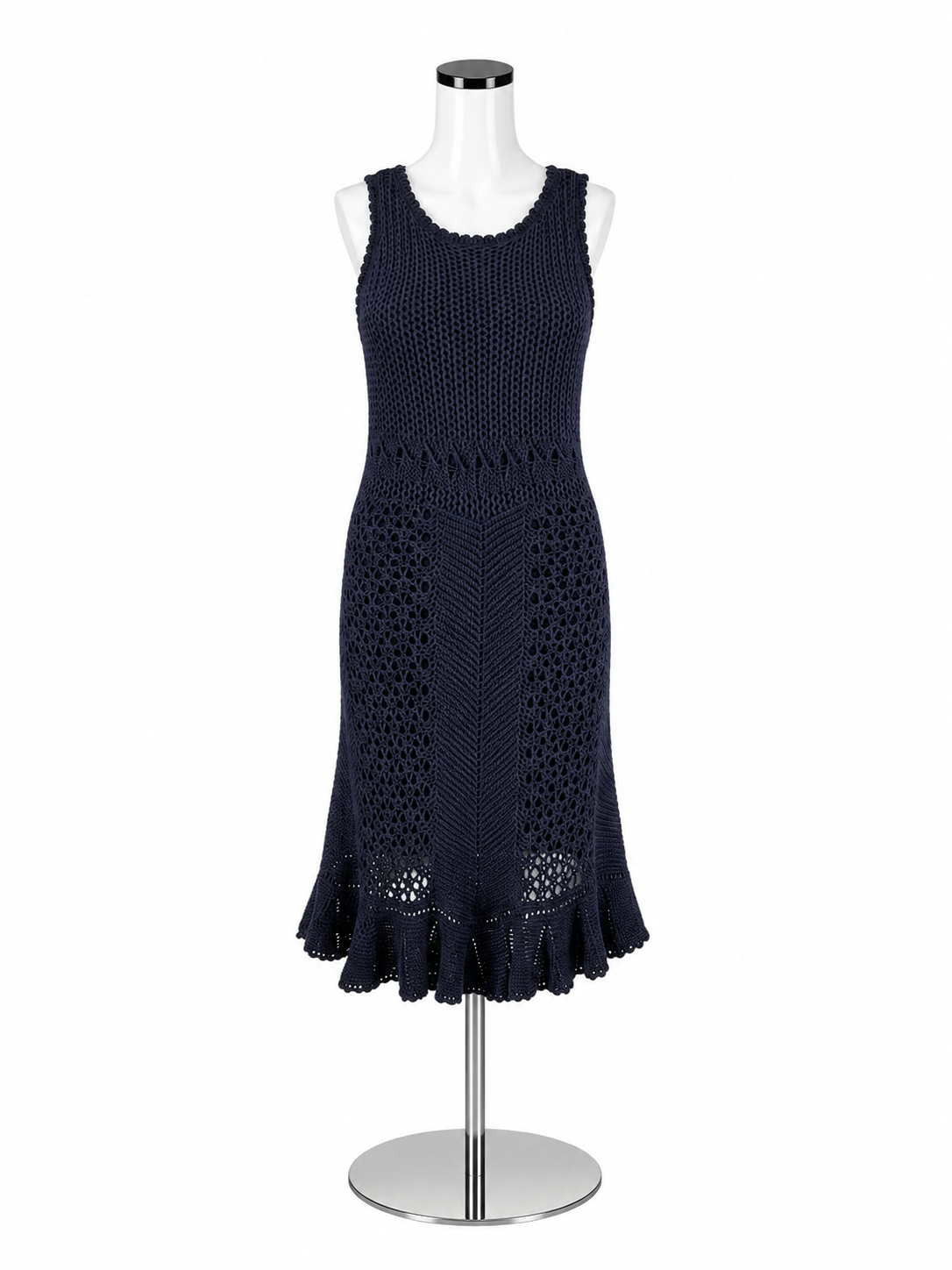 Lilly Pulitzer Talli Crochet Knit Midi Dress Navy Blue Size Medium
