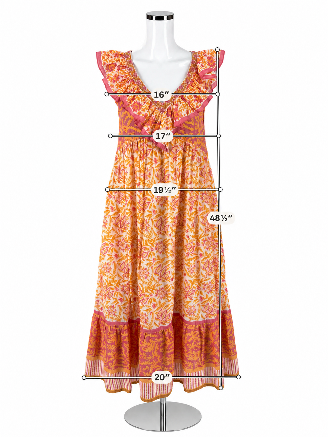 Bella Tu Tiered Floral Block Print Maxi Dress XS Cotton Bohemian