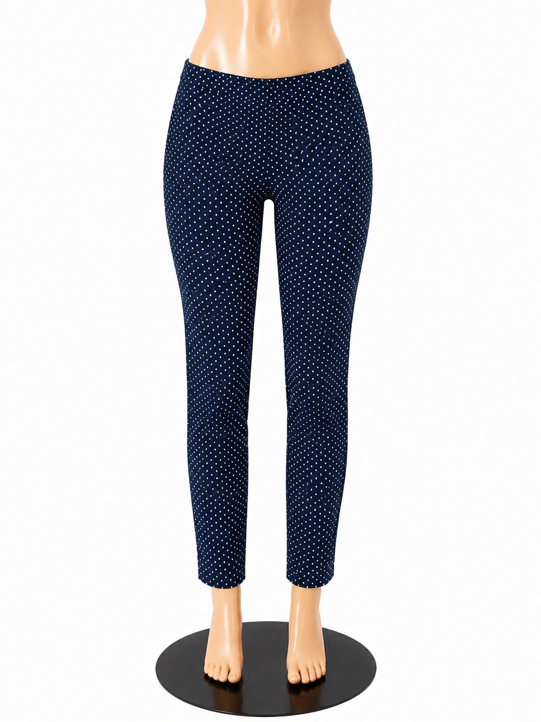 Talbots Polka Dot Chatham Ankle Pants Navy White Stretch Size 8
