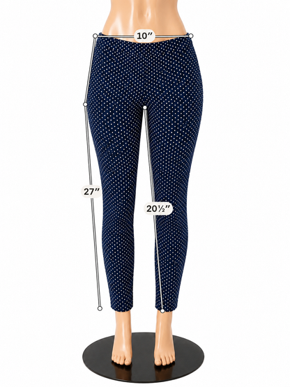 Talbots Polka Dot Chatham Ankle Pants Navy White Stretch Size 8