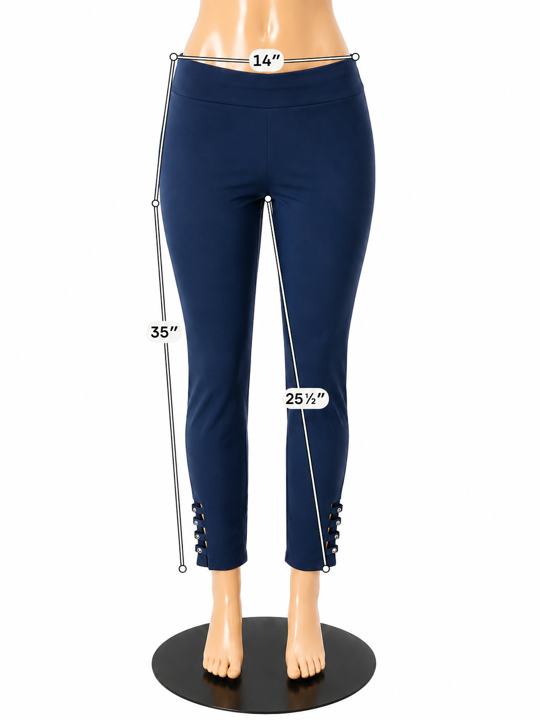 Attyre New York Navy Blue Pull-On Stretch Ankle Pants Size 10