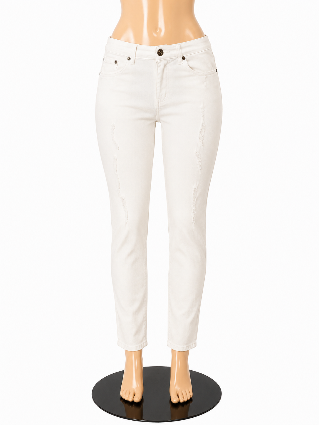 Pistola Aline High Rise Crop Skinny Jeans White Distressed Size 31
