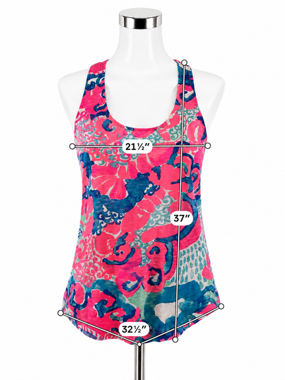 Lilly Pulitzer Marlowe Dress XS First Impression Print Pink Blue Swing Tank