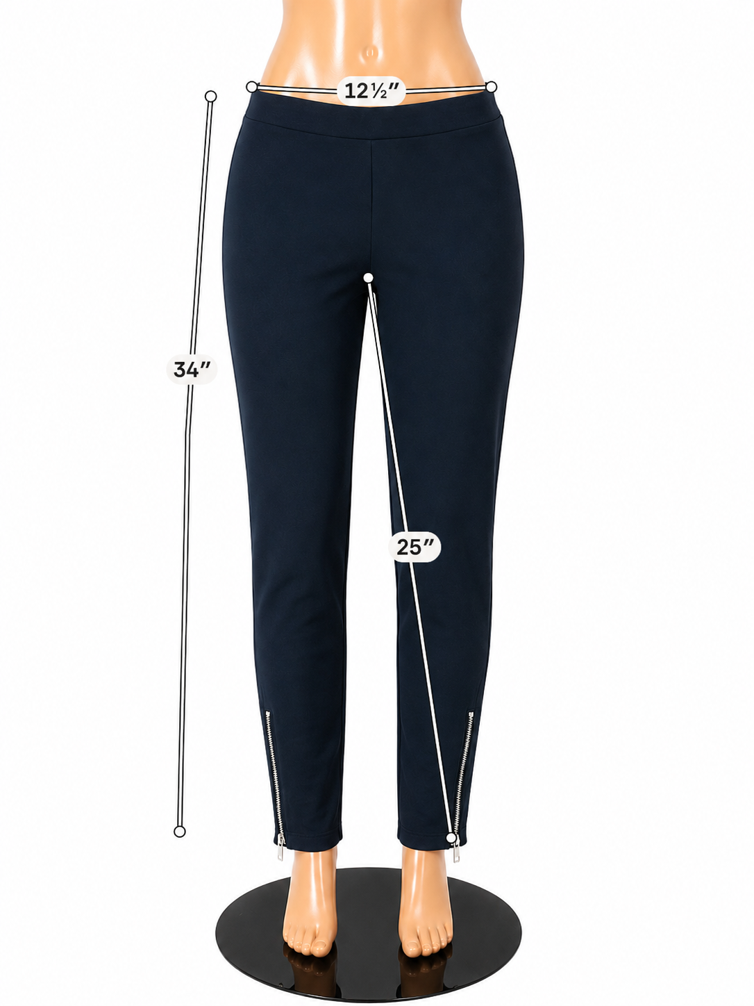 Gap Ponte Knit Ankle Zip Leggings Black Mid Rise Size Medium
