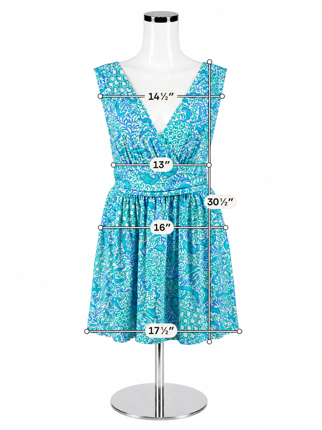 Lilly Pulitzer Essie Dress Aqua La Vista Floral Wrap NWT Size Medium