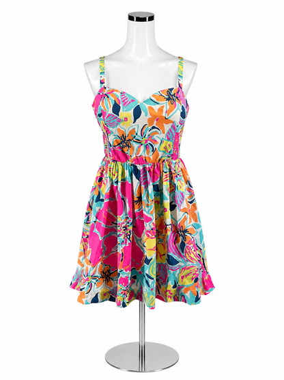 Lilly Pulitzer Delia Dress Hotty Pink First Impression Floral Mini Size 10