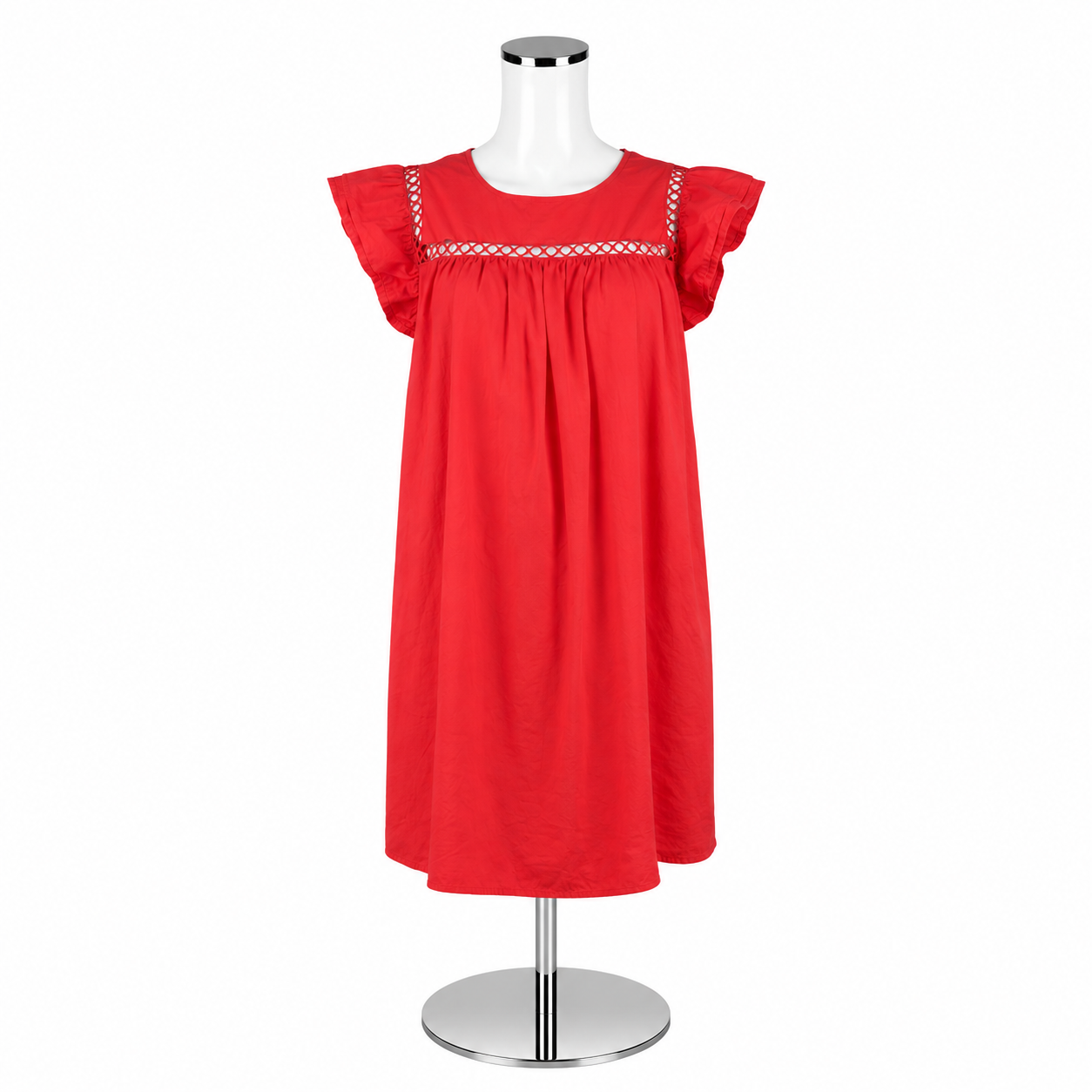 La Ven Red Ruffle Sleeve Sheath Dress Size Small