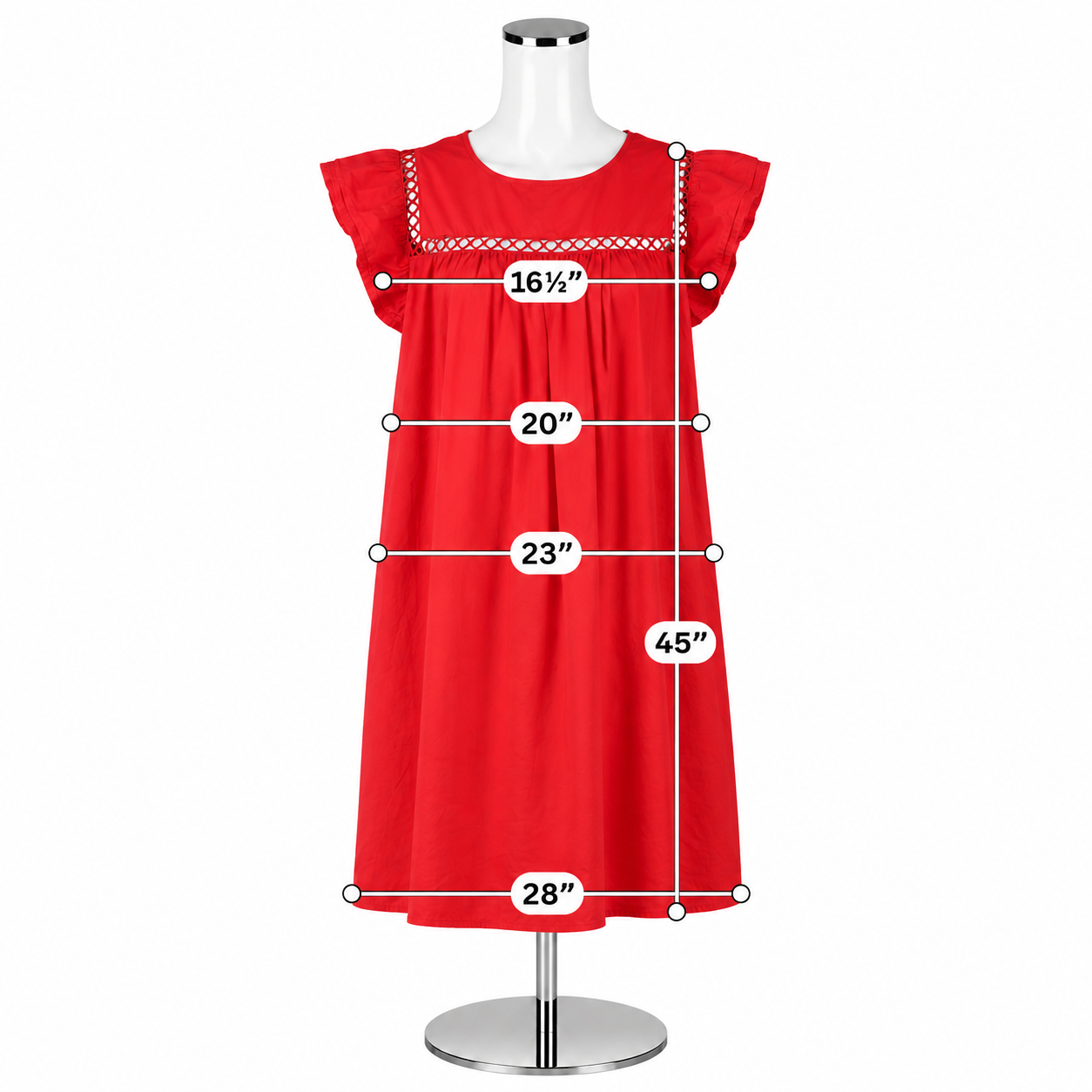 La Ven Red Ruffle Sleeve Sheath Dress Size Small