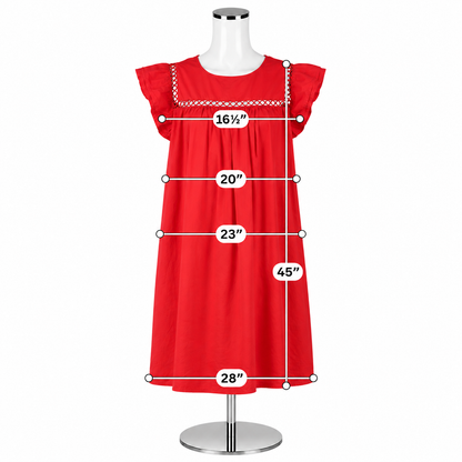 La Ven Red Ruffle Sleeve Sheath Dress Size Small