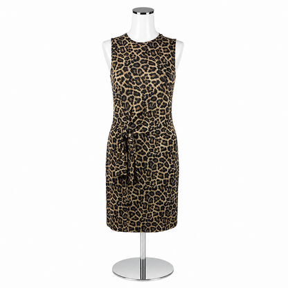 Michael Kors XS Black &amp; Brown Animal Print Sleeveless Dress