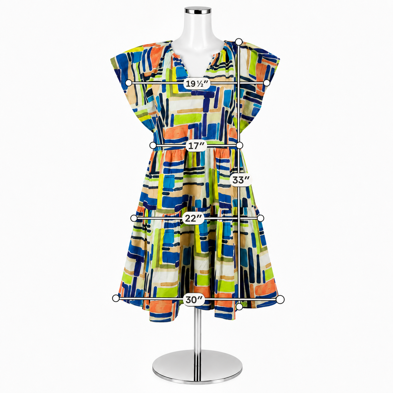 Entro Brushstroke Print Tiered Cotton Babydoll Mini Dress Size Medium