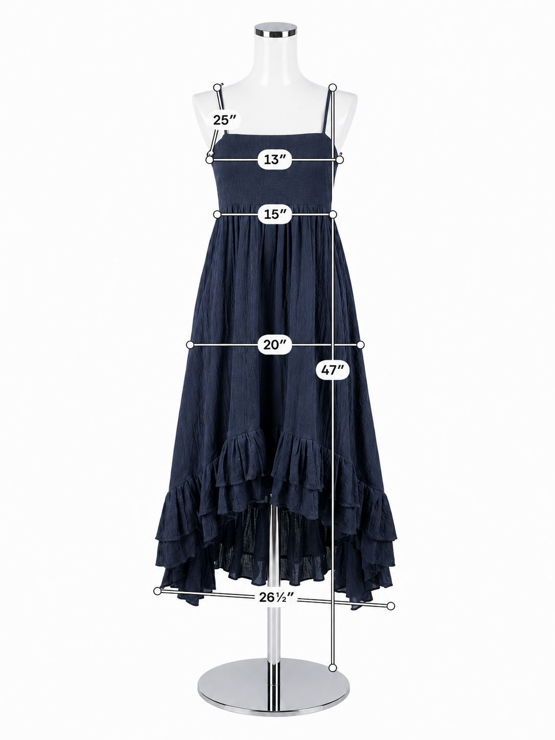 Kleid For Her Navy Blue Tiered Ruffle Midi Dress Size XS