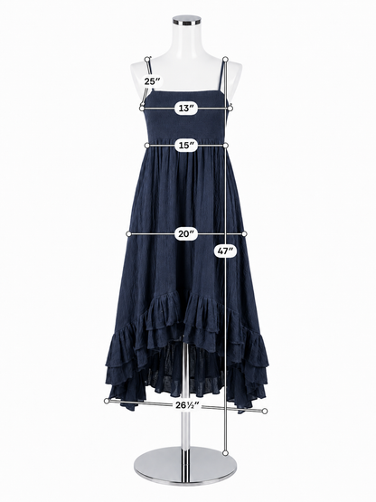 Kleid For Her Navy Blue Tiered Ruffle Midi Dress Size XS