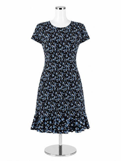 Michael Kors Navy &amp; White Floral Short Sleeve Dress NWT | Size Medium
