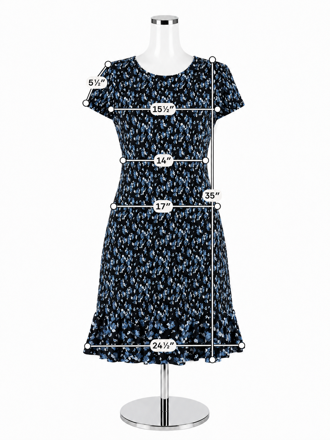 Michael Kors Navy &amp; White Floral Short Sleeve Dress NWT | Size Medium