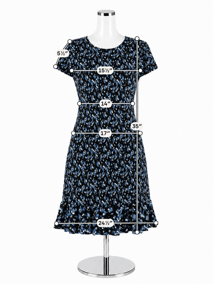 Michael Kors Navy &amp; White Floral Short Sleeve Dress NWT | Size Medium