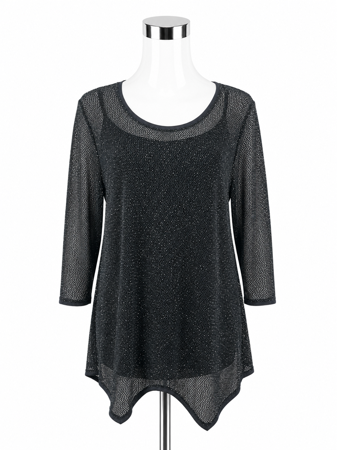 Conrad C Collection Navy Sparkle Lurex Tunic Sweater Top XL New With Tags