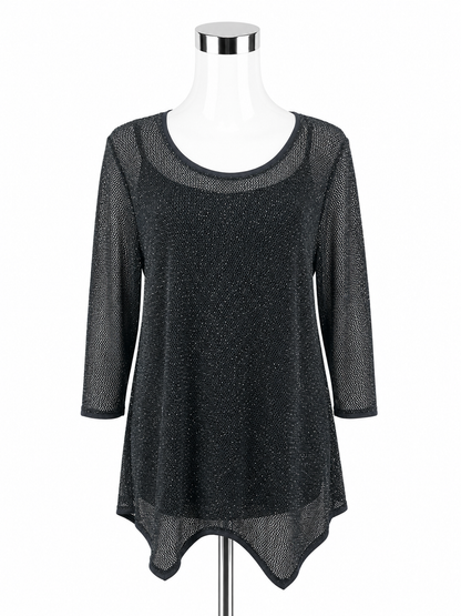 Conrad C Collection Navy Sparkle Lurex Tunic Sweater Top XL New With Tags