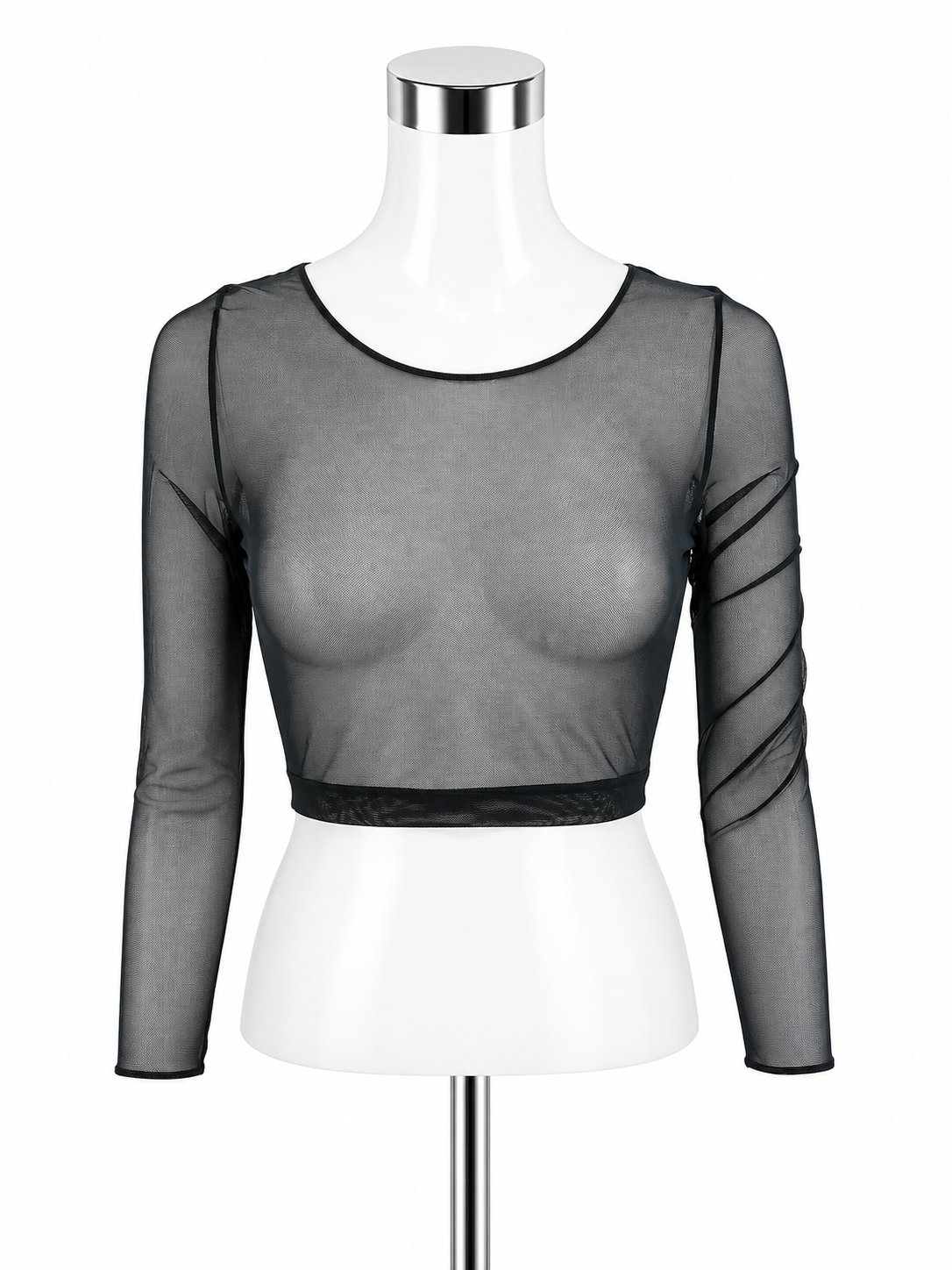 Spanx Sheer Fashion Long Sleeve Crop Top Black Size XL NWT