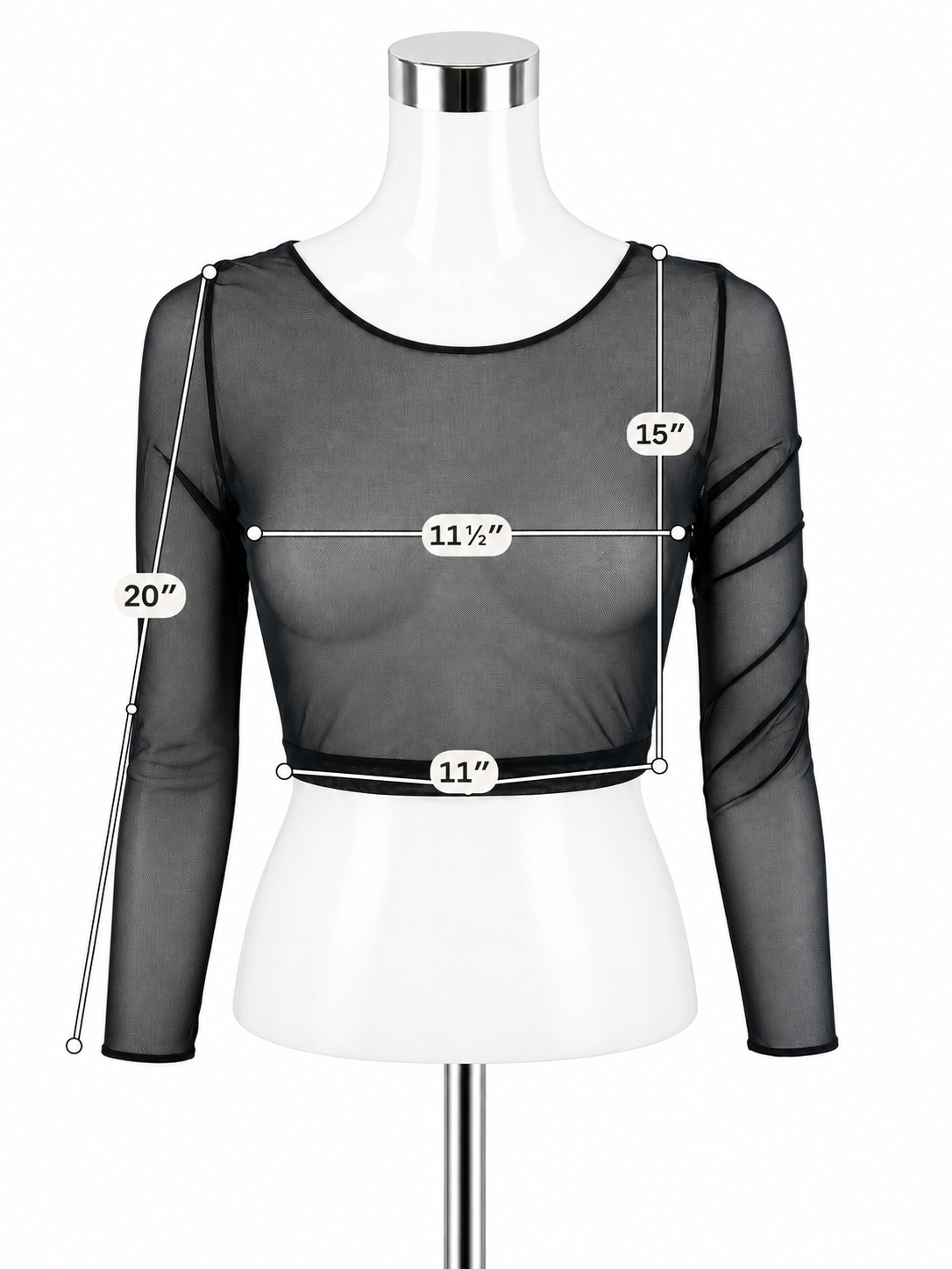 Spanx Sheer Fashion Long Sleeve Crop Top Black Size XL NWT