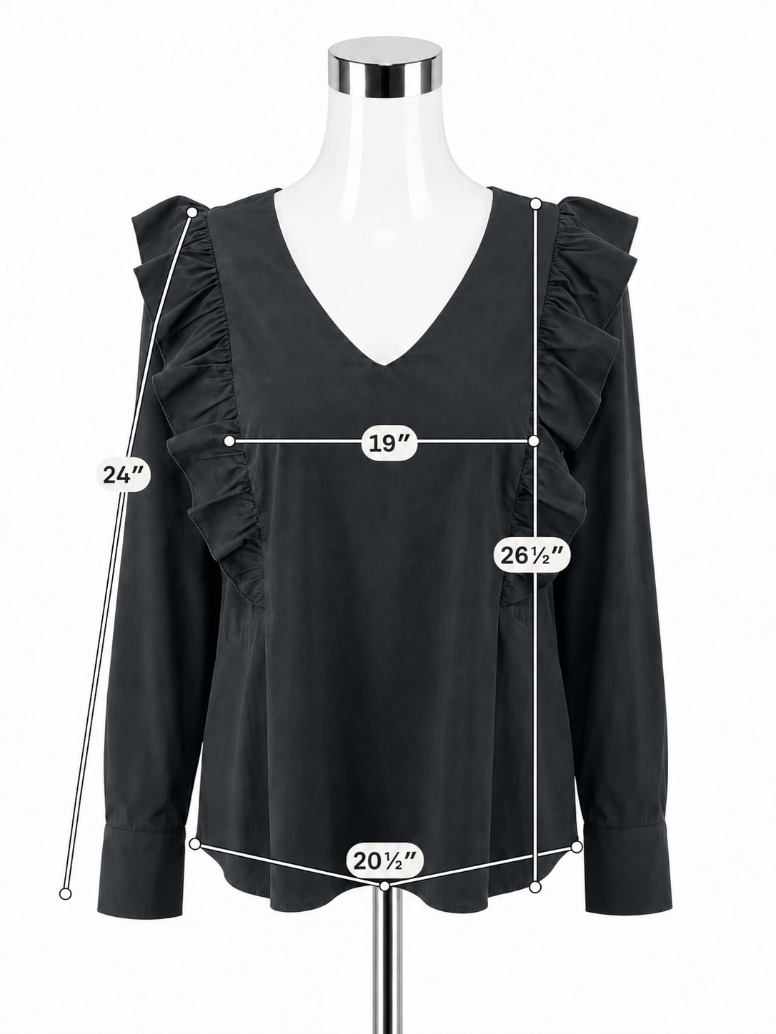 Waverly Grey Libérante Ruffle V-Neck Blouse Black Size XL