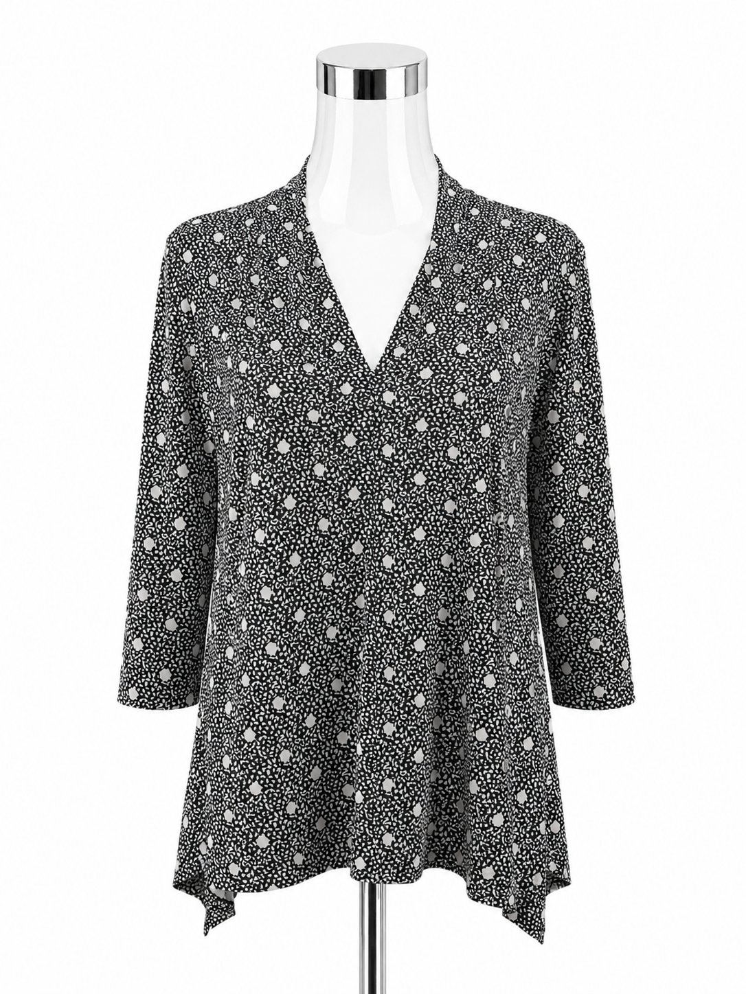 Chaus New York Abstract Print V-Neck Tunic Top Size XL