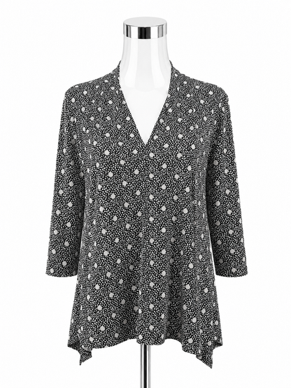 Chaus New York Abstract Print V-Neck Tunic Top Size XL