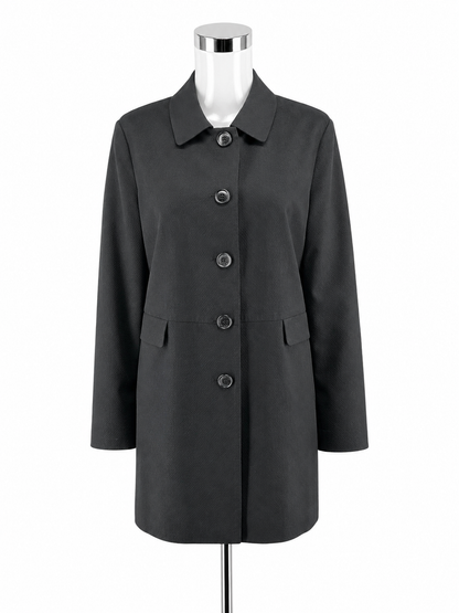 Willi Smith Black Textured Cotton Blend Trench Coat Jacket Size Large