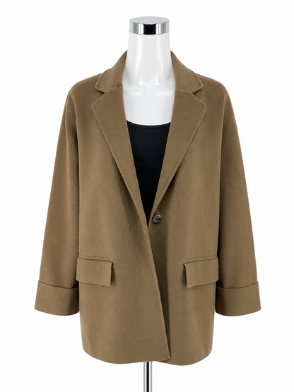 White + Warren Organic Cotton Stretch Knit Blazer Jacket Brown Size Large
