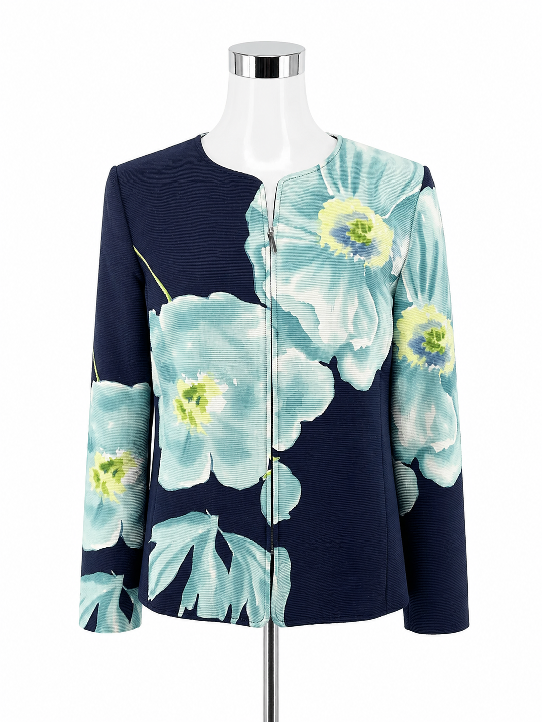 Linda Allard Ellen Tracy Watercolor Floral Cotton Silk Jacket Size 16