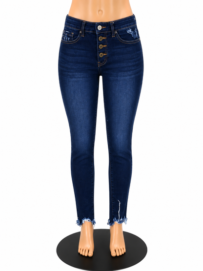 KanCan Jeans Womens Size 5 High Rise Super Skinny Raw Hem Dark Wash KC7273RH