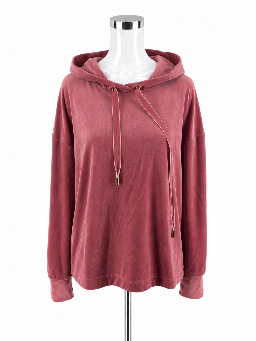 Domisily Crushed Velour Oversized Pullover Hoodie Sweatshirt XL Mauve