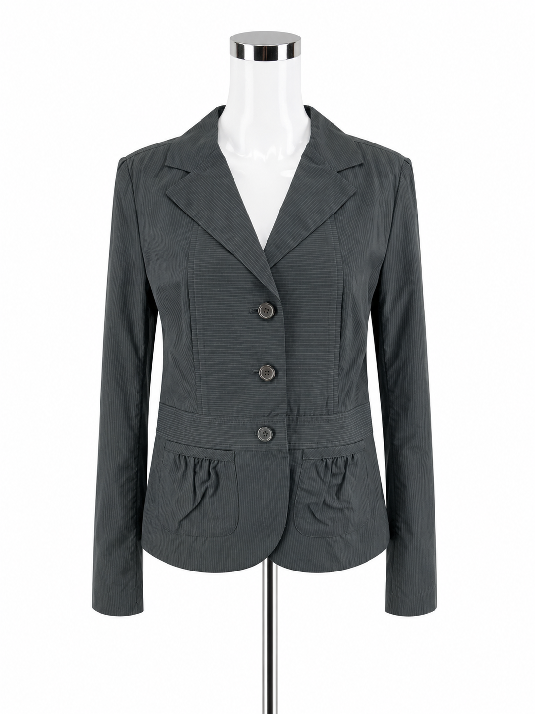 Ann Taylor LOFT Pinstripe Peplum Blazer NWT Size 8 Charcoal Gray