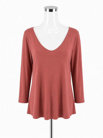 Cable &amp; Gauge Salmon Pink Modal Blend Tunic Top 3/4 Sleeve Size XL