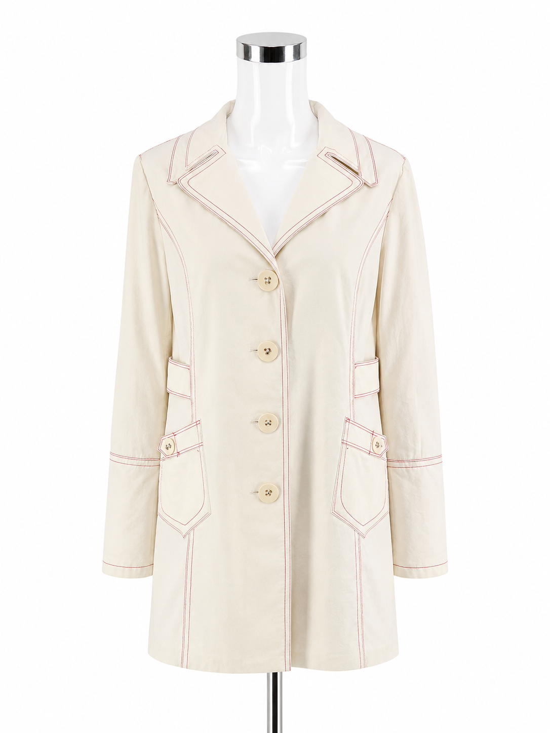 Guess Pink Contrast Stitch Classic Trench Coat Jacket Womens Size XL