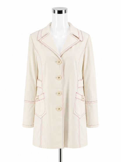 Guess Pink Contrast Stitch Classic Trench Coat Jacket Womens Size XL