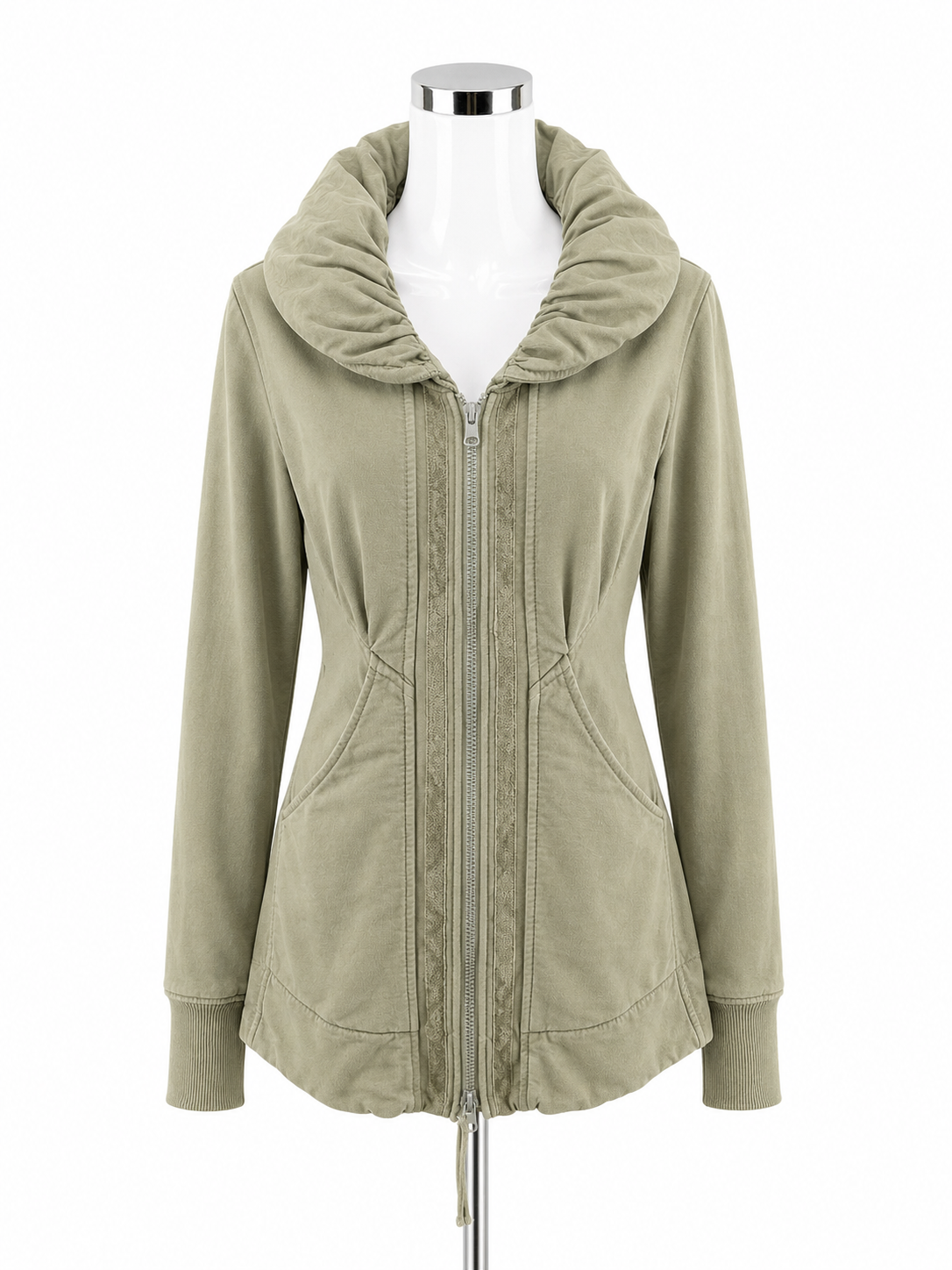 Prairie Underground Long Cloak Hoodie Jacket Organic Cotton Sage Green XS