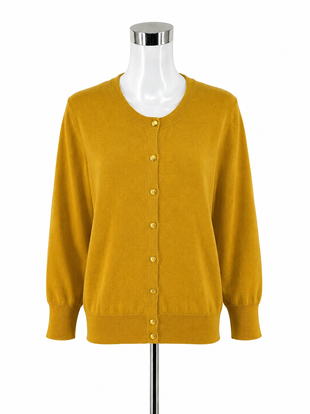 Premise Mustard Yellow Snap Front Cardigan Sweater | Size Medium
