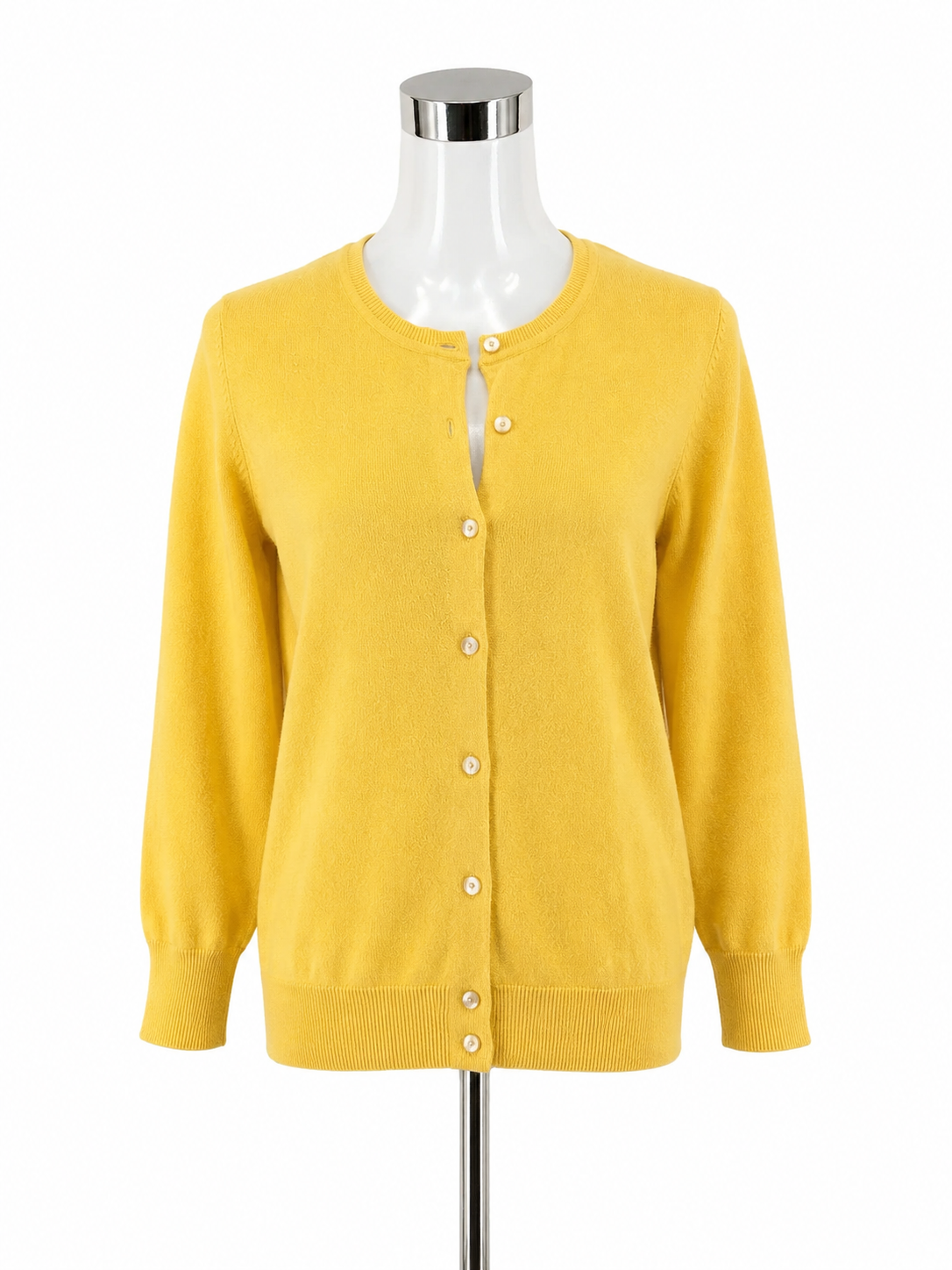 Charter Club Yellow Crewneck Button-Front Cardigan Sweater Size Medium