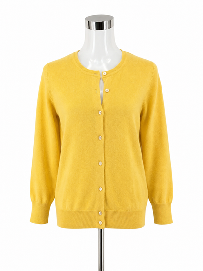 Charter Club Yellow Crewneck Button-Front Cardigan Sweater Size Medium