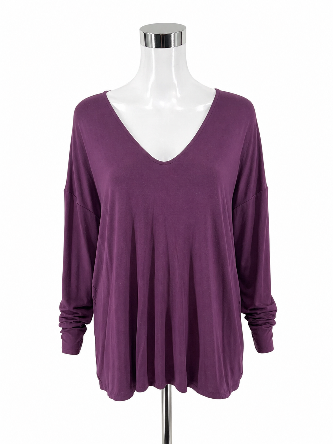 Express Relaxed Fit V-Neck Dolman Sleeve Tee Plum Size Medium