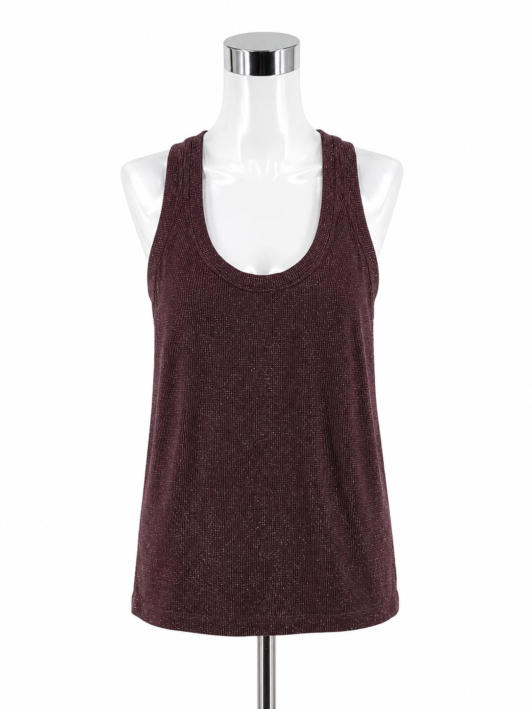 Athleta Shimmer Seamless Racerback Tank Top Maroon Sparkle Size Medium