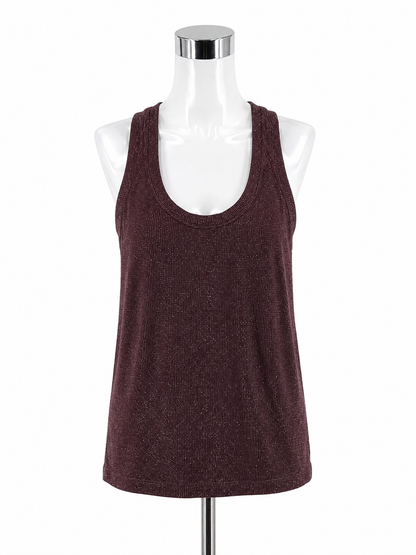Athleta Shimmer Seamless Racerback Tank Top Maroon Sparkle Size Medium
