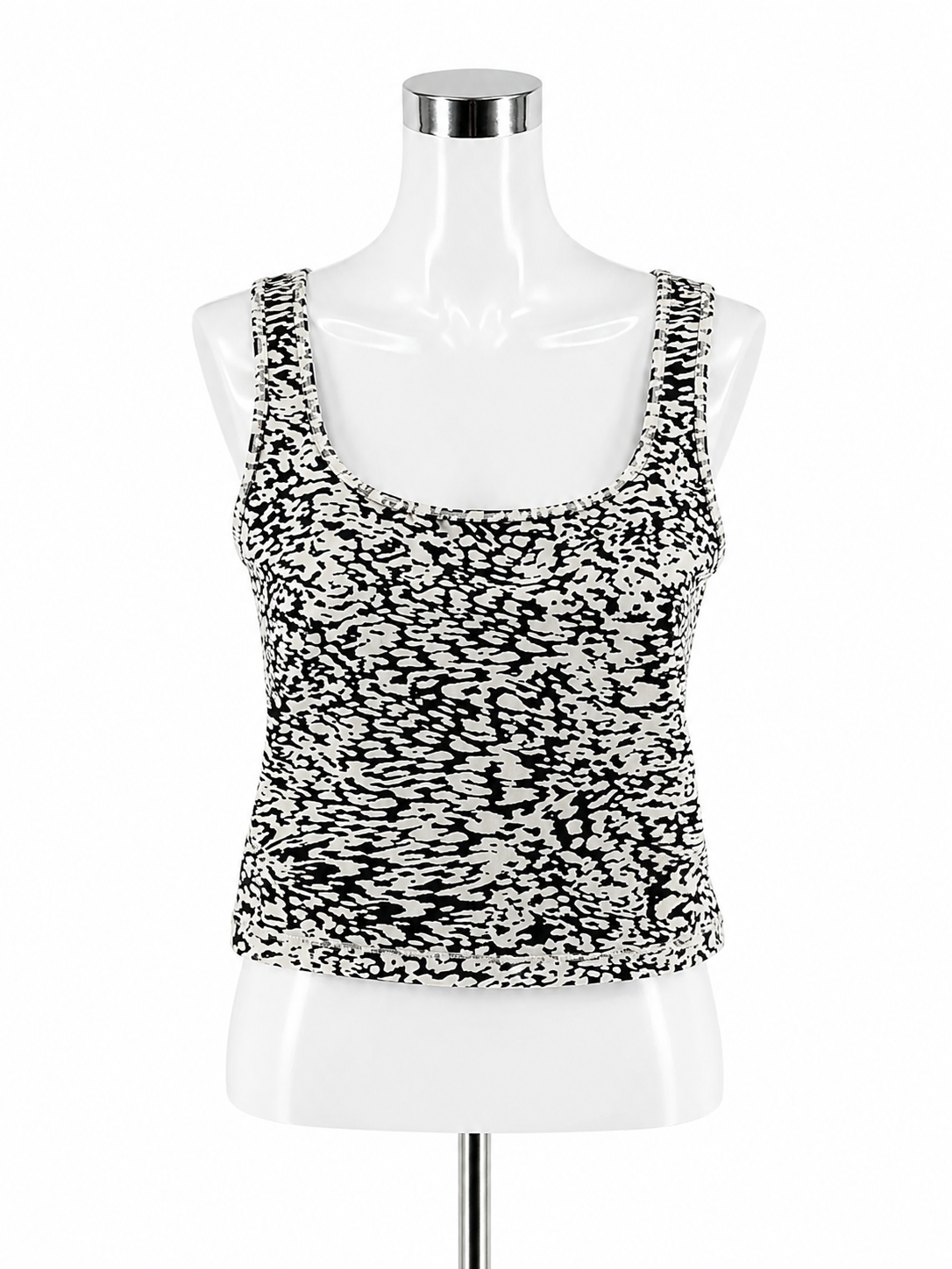 Athleta Conscious Crop Tank Top Large Black White Abstract Print Athletic Yoga