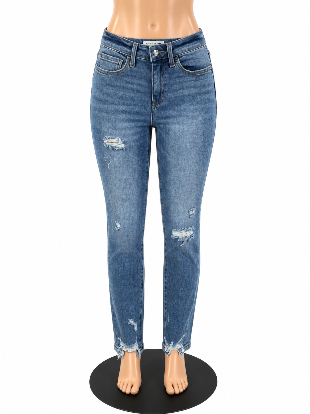 Flying Monkey Mid-Rise Distressed Raw Hem Skinny Jeans Size 4