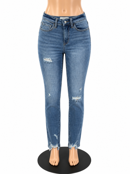 Flying Monkey Mid-Rise Distressed Raw Hem Skinny Jeans Size 4