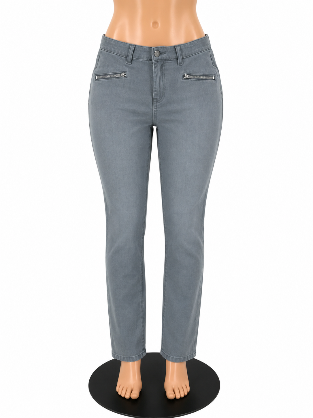 J.McLaughlin Gray Stretch Cotton Skinny Pants Zipper Pockets Size 2