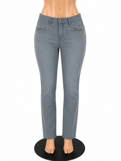 J.McLaughlin Gray Stretch Cotton Skinny Pants Zipper Pockets Size 2