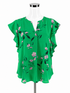 Ann Taylor green/purple Cap Sleeve Green & Purple Floral Flutter Sleeve Blouse Top Size Large - Size L