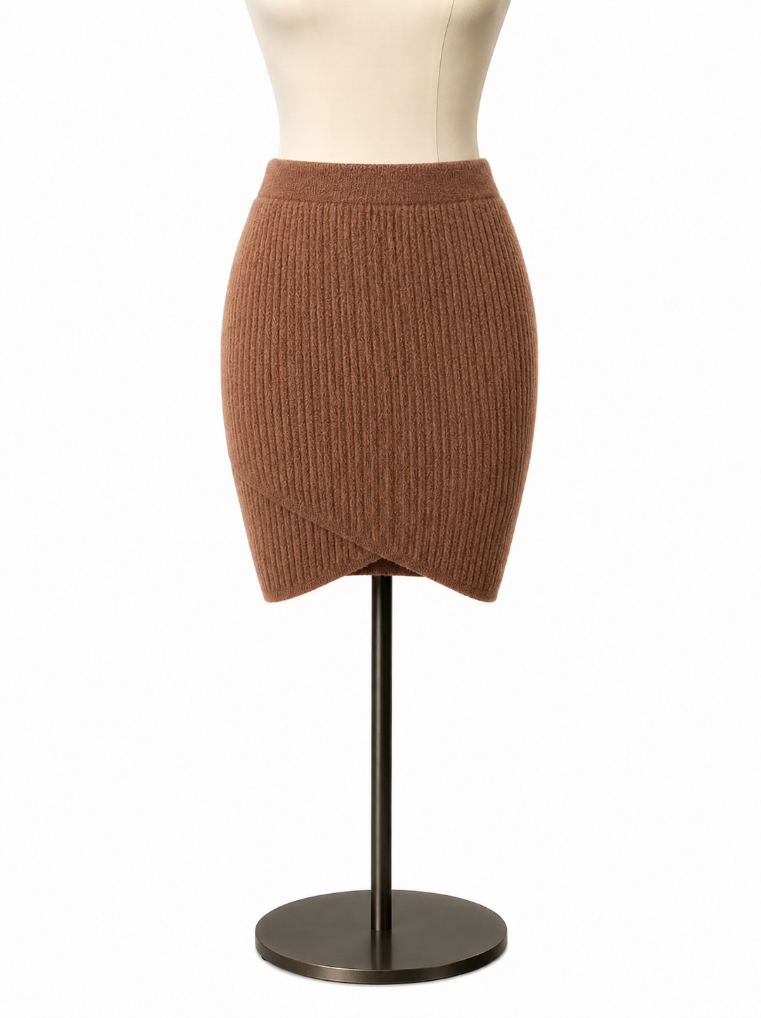Express Ribbed Knit Bodycon Mini Skirt Rust Brown NWT Size Small